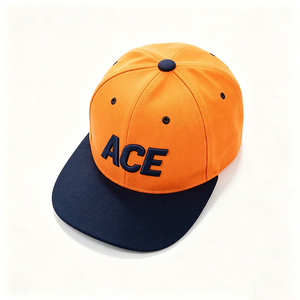 Gorra de Béisbol Hip Hop de 6 Paneles con Visera Plana, Logotipo Bordado en 3D en Dos Tonos Naranja y Azul Marino, 100% Lona de Algodón, Unisex, Cierre a Presión - Product Image 5