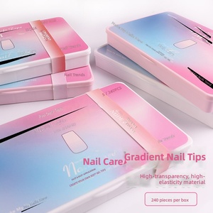 Nuevas <span class=keywords><strong>Uñas</strong></span> Postizas Francesas Cuadradas de Longitud Media, Rectangulares, Transparentes, sin Costuras, de Cobertura Total, en Caja de 240 Piezas, Exclusivas <span class=keywords><strong>para</strong></span> Salón de Belleza - Product Image 2