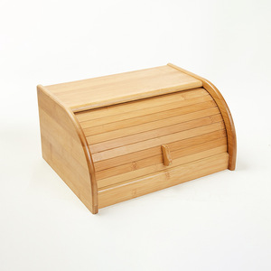 Factory wholesale bamboo and wooden bread boxes, roll-top food storage boxes, <b>kitchen</b> bamboo storage boxes - Product Image 1