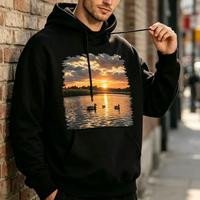 Sweat-shirt en coton French Terry personnalisé avec impression graphique noire réalisée par impression numérique directe à jet d'encre