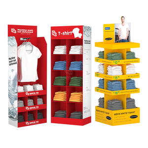 Estante de exhibición de cartón personalizado al por menor para camisetas, ropa y calcetines de marca, soporte de exhibición de piso corrugado para publicidad - Product Image 2