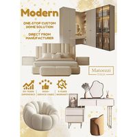 Ensemble de chambre à coucher moderne en bois massif pour appartement, maison ou hôtel avec armoire de lit King souple Table de chevet Mobilier fauteuil simple