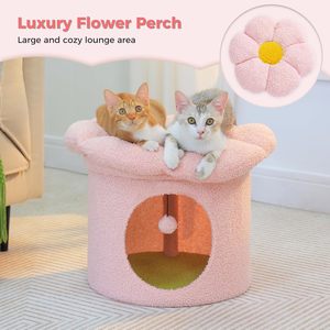 <strong>Cat</strong> Beds for Indoor <strong>Cats</strong>, Small Cute <strong>Cat</strong> Tree House with Removable Flower <strong>Cat</strong> Bed, <strong>Cat</strong> Bed Cave <strong>Cat</strong> <strong>Hideaway</strong> - Product Image 3