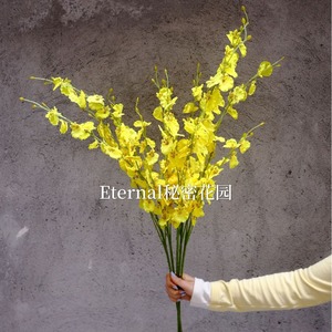 Fleurs artificielles Secret Garden, orchidées jaunes en soie, décoration de mariage, 1 m de long, accessoires de photographie en extérieur, décoration de la maison - Product Image 3