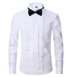 OEM/ODM Men's Shirts Long Sleeves Stand Collar Tuxedo Shirts White Dress Shirts For Men