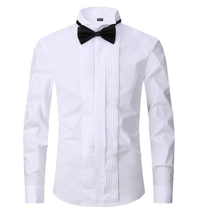 Chemises de <span class=keywords><strong>smoking</strong></span> à manches longues pour <span class=keywords><strong>homme</strong></span>, haut blanc à col montant, tenue de <span class=keywords><strong>smoking</strong></span>, OEM/ODM, - Product Image 1