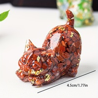 Figurine de chat en résine de 1,77 pouce avec queue, décoration en pierre synthétique de cristal naturel pour Halloween/Noël et la méditation