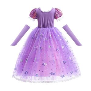 Gonna da Principessa Rapunzel Rosa, <span class=keywords><strong>Costume</strong></span> da Principessa delle Nevi Bianco per Bambine in Poliestere - Product Image 4