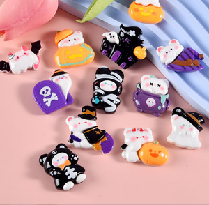 Dibujos Animados Halloween Navidad decoración hospital flatback oso resina cabujón Calabaza Esqueleto murciélago casa fantasma sombrero - Product Image 4