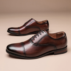 Nueva Colección de Primavera, Zapatos Formales de Cuero para Hombre, Zapatos de Negocios de Cuero Genuino, Zapatos Oxford con Tres Ojales - Product Image 4