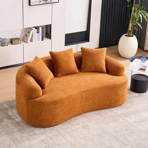 Space Saving Convertible Curved Loveseat Set Modern Sectional Fabric Compressed <b>Sofa</b> <b>Small</b> Apartment <b>Bedroom</b> Furniture Boneless - Product Image 2