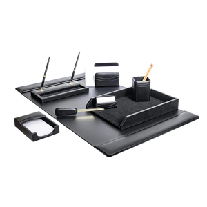 Gouvernement du Qatar luxe en cuir noir 8 7 pièces ensemble organisateur <span class=keywords><strong>de</strong></span> <span class=keywords><strong>bureau</strong></span> exécutif affaires <span class=keywords><strong>bureau</strong></span> papeterie ensemble d'accessoires - Product Image 3