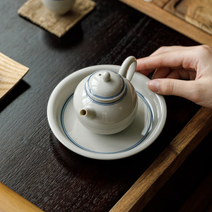 Guanlan Porcelain <b>Tea</b> Saucer Double Line Minimalist Design For <b>Tea</b> <b>Set</b> Accessories - Product Image 2