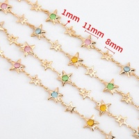 Nouvelle Chaîne Maillons Étoiles Plaqué Or 18K avec Cristaux et Perles Étoiles Creuses pour la Fabrication de Colliers, Bracelets et Bijoux DIY