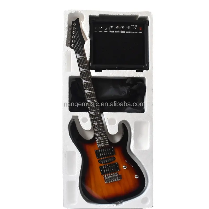 ZLG 6 string Sunburst color guitar set Manufacturer Supply Electric Guitar Set For Beginner