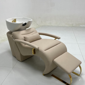 High Quality Luxury Gold Stainless Steel Shampoo Chair with Water Parts, Customizable Color Shampoo Bed - Product Image 6