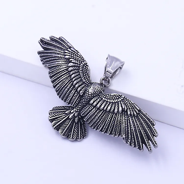 Hot Selling Wholesale Fashion Stainless Steel Jewelry Hiphop Punk Wings Pendant Eagles Casting Animal Pendant for Men and Women