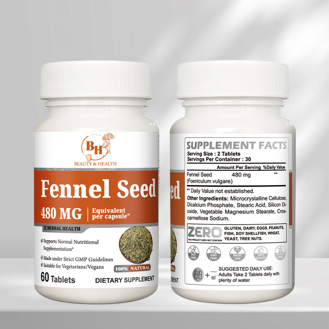 OEM ODM Fennel Seed Tablets 480mg 60 Tabs Bottle Fast Shipping Plant Extract
