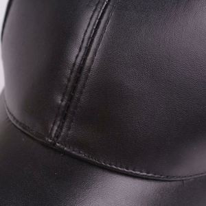 Casquette de baseball en PU à 6 panneaux vierge personnalisable en gros, casquette de baseball en cuir noir uni pour homme, chapeau en cuir - Product Image 3