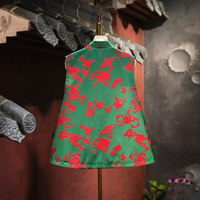 Vêtements pour femmes originaux, nouveau style chinois, design vert améliorant l'apparence, col montant irrégulier, gilet en soie grande taille 5675