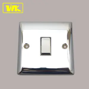 Chrome 10AX 1 Gang 2 Way Electric Wall Switched Plate Light Switch