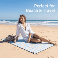 Toalla de Playa Extra Grande de Microfibra con Diseño de Waffle, Impresión a Doble Cara, 350-390GSM, 90x180cm, Secado Rápido, Antiarena, para Viajes, Picnic, Yoga