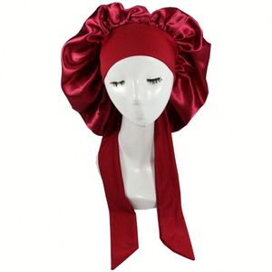 Night Sleep Bonnet Satin Silk Double Layer Adjustable Tie Band for Curly Wavy Natural Hair Ladies Wholesale Bulk Stock - Product Image 5