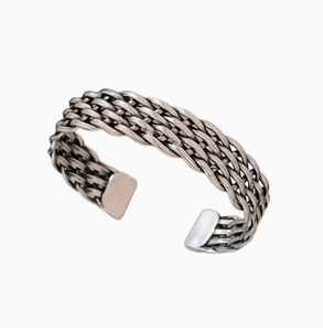 Retro Minimalism Open Cuff Bracelet Silver Plated Adjustable for Unisex Fashion Jewelry Anniversary Party Gift Cuff Bracelet - Product Image 6