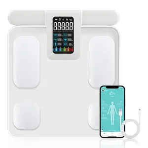 정확한 디지털 체지방 스마트 체중계 8 전극 USB 전원 유리 디스플레이 180kg 용량 의료용 체중계 OEM OBM ODM - Product Image 1