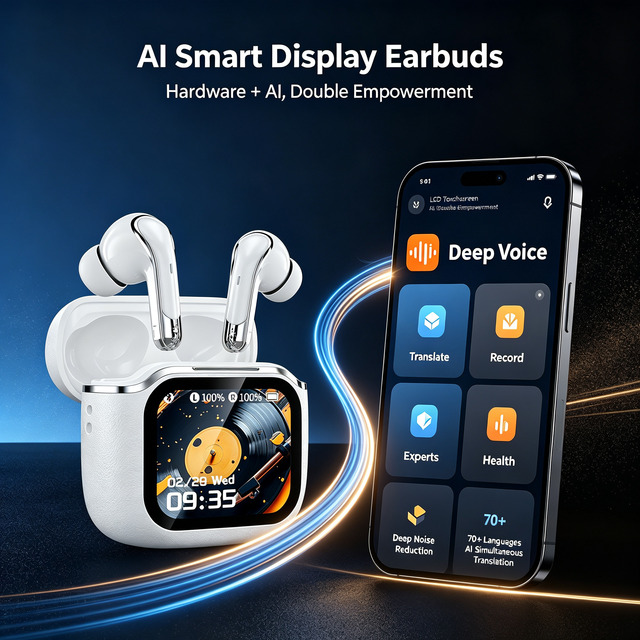 Wireless Anc Noise Cancelling Ai Voice Recorder Earbuds Realtime Smart Language Translator Earphone Headphone Headset for Sleep