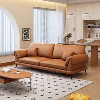 Japanisches Minimalistisches PU-Leder Sofa-Set Komfortables Breites Armlehnen-Sofa 2/3-Sitzer L-förmig Mehrfarbig Hotel Apartment Wohnmöbel