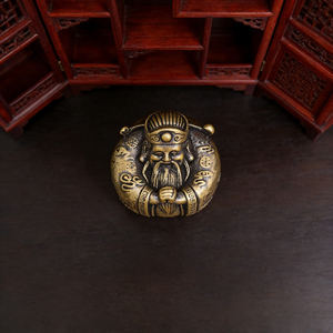 Scultura in legno naturale a forma di stella dorata con squame di drago di KI Tengqiao, raffigurante il Dio della Ricchezza, oggetto da collezione portatile, è un regalo per Att. - Product Image 4