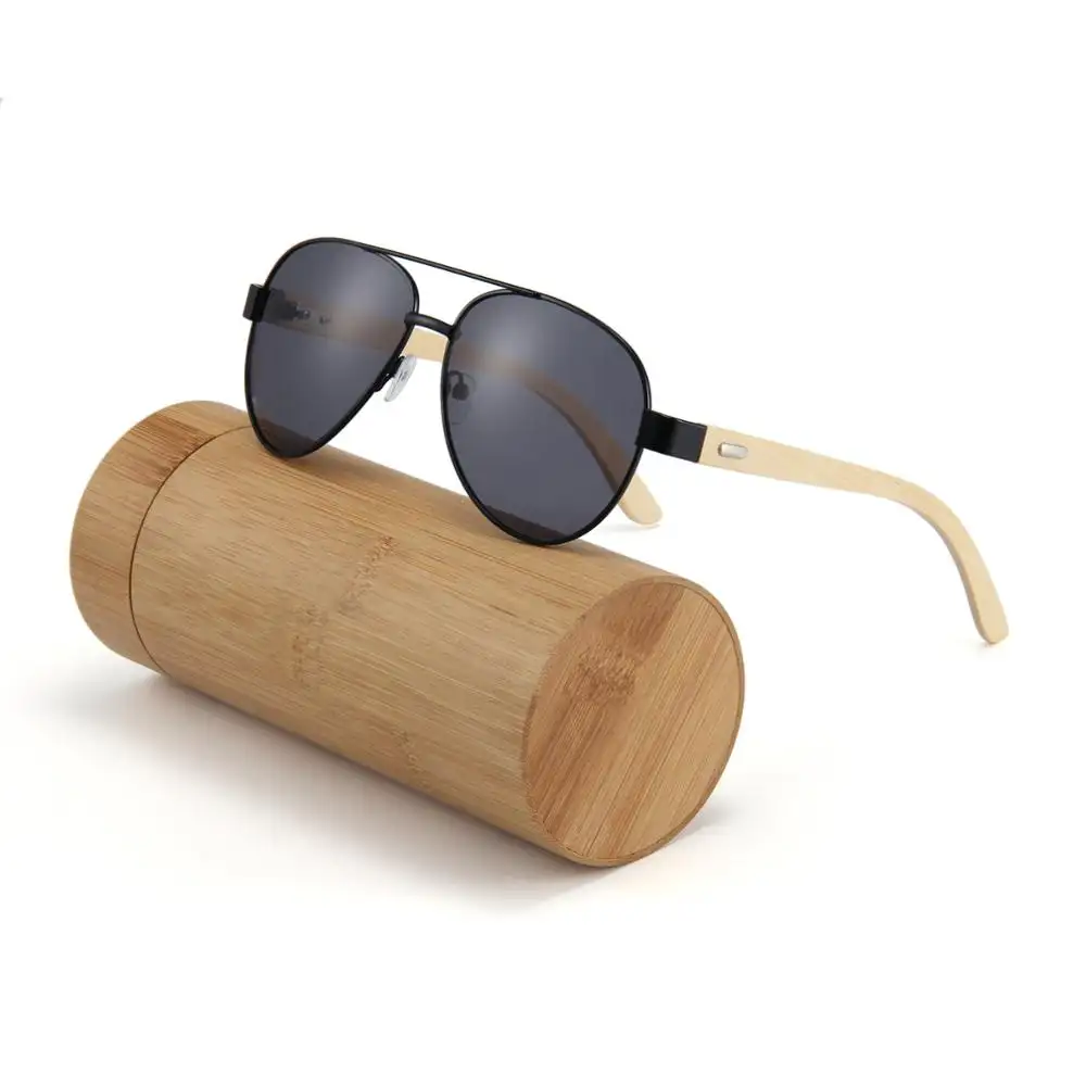 Moda stil duman lens bambu tapınak pilot unisex güneş gözlüğü