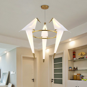 Lampadario a sospensione singolo a led origami lampadari moderni per uccelli intelligenti lampade a soffitto lampada fornitore oro - Product Image 4