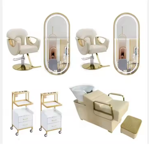 Luxury Modern <b>Foldable</b> & Reclining Hair Salon Furniture Set Customizable Solon Beauty Barber Shampoo Chair <b>Mirror</b> Set Factory - Product Image 4