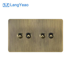 LangYeao Wand montage Retro-Stil Licht Kippschalter Hotel Edelstahl UK EU-Buchsen USB Typ-c Grün Bronze für Zuhause - Product Image 1
