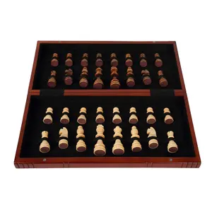 Wholesale high quality chess box wooden book folding portable chess set wooden luxury chess