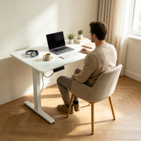 Cadre de bureau électrique réglable en hauteur à moteur unique, blanc, 2 niveaux, pour position assise ou debout, base de bureau ergonomique en métal