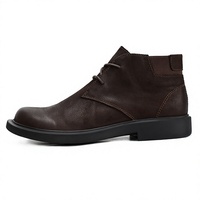 Bottes décontractées mi-montantes vintage pour hommes, en cuir véritable, à lacets, tendance, pour le travail, automne-hiver, avec semelle en caoutchouc