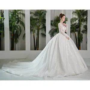 Vestido de noiva plus size, sl9192 vintage vestido de baile para noiva vestido de noiva com lantejoulas frisadas aplique vestidos de noiva baratos