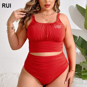 RUIQUWIN nouvelle mode Sexy grande taille maillot de bain femmes plage taille haute minceur Bikini doux respirant maillot de bain - Product Image 1