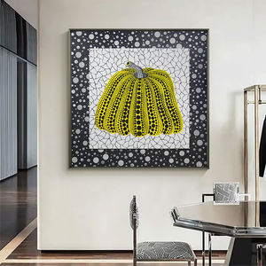 Cuadro Decorativo Cuadrado Abstracto de Calabaza para Sofá, Bordado Artesanal en Tela con Marco - Product Image 1