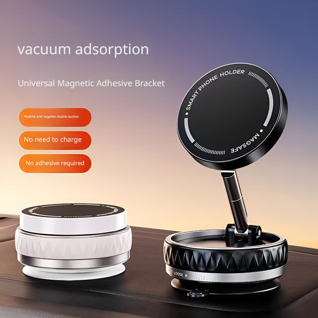 Vacuum Magnetic Car Phone Mount Stable Suction Zinc Alloy 360 Rotatable for Dashboard Windshield Desk Smooth Walls Navigation