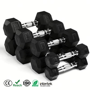 Haltères hexagonaux fixes en fonte avec revêtement en caoutchouc antidérapant pour musculation à domicile et usage commercial - Product Image 1