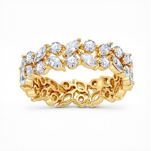 Bague de promesse en or 10KT 14KT 18KT et argent sterling 925 avec diamants de laboratoire taille ronde et taille marquise, couleur VVS VS EF, pour femme - Product Image 6