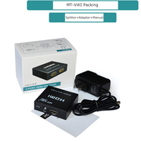 Répartiteur HDMI 4K 30Hz 1 entrée 2 sorties, MT-VIKI 1 ordinateur 2 moniteur + adaptateur secteur 2 ports répartiteur HDMI 1x2