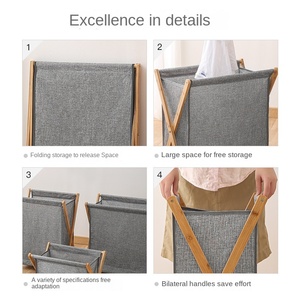 GREENSIDE New Solid <strong>Wood</strong> Folding Dirty Clothes <strong>Basket</strong> <strong>Laundry</strong> Clothes Pants Storage <strong>Basket</strong> Household Bathroom <strong>Laundry</strong> - Product Image 4