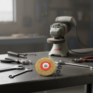 Cepillo Circular Ttake de 250x25 mm con Alambre de Acero y Eje de 32 mm para Amoladoras de Banco - Product Image 3