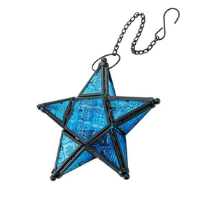 European Retro Iron <strong>Lantern</strong> Home Decor Colored Glass Star <strong>Lanterns</strong> Windproof <strong>Candle</strong> <strong>Holder</strong> - Product Image 6
