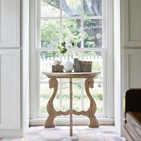 Meubles de couloir de style campagnard nordique Table Console en bois de pin blanc de luxe antique semi-circulaire marron